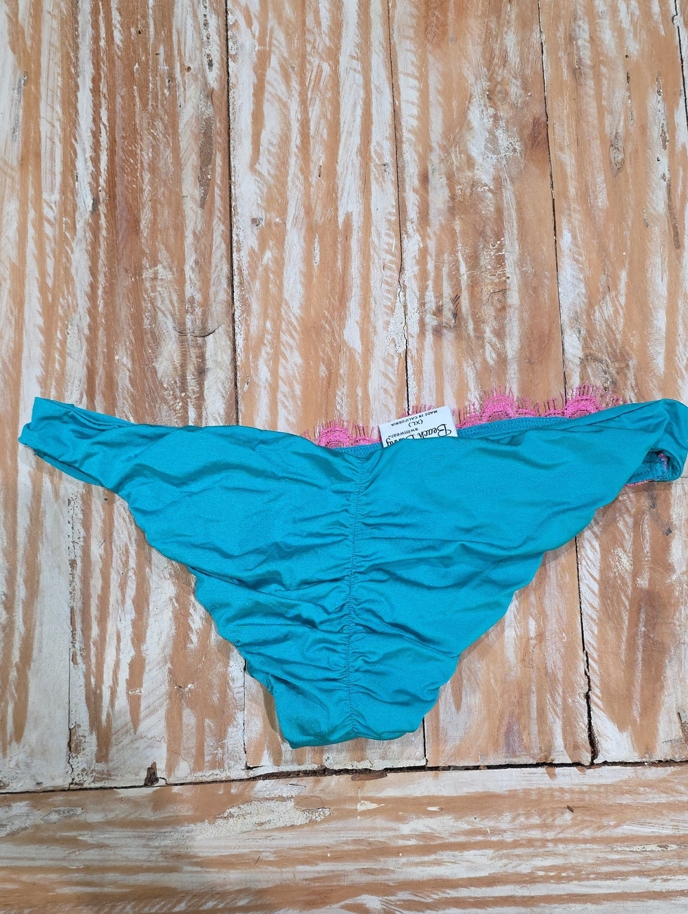 NWOT Beach Bunny Big Girls Dont Cry Turquoise Pink Lace Cheeky Bikini Bottoms XL - Picture 5 of 6